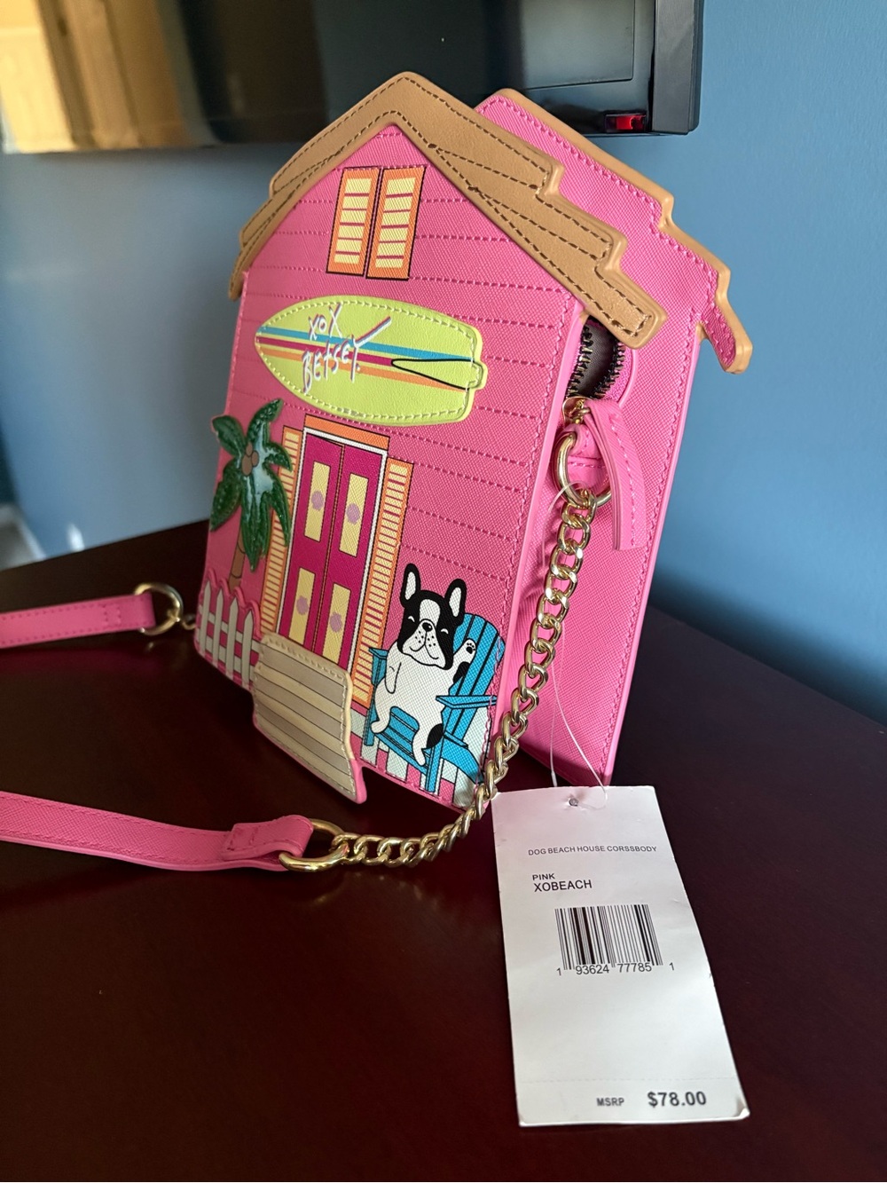 Betsey Johnson Pink Tropical House Mini Crossbody - Picture 3 of 6